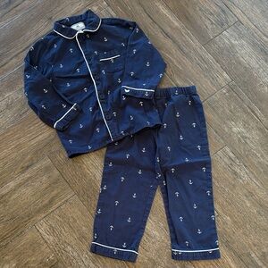 Petite Plume Navy Blue Anchor Print Kids Pajamas Set